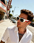 Christian Louboutin - "LOUBISHARK" Sunglasses in White with Smoke Lenses - LB0017 53MM