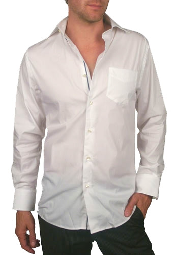Men's Arnold Zimberg - Stretch Dress Shirt in White with Navy Details