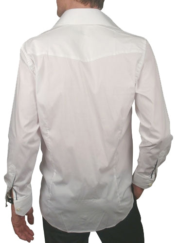 Men's Arnold Zimberg - Stretch Dress Shirt in White with Navy Details