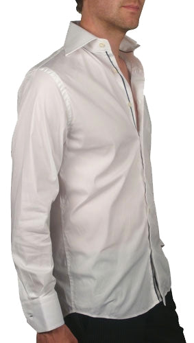Men&#39;s Arnold Zimberg - Stretch Dress Shirt in White with Navy Details