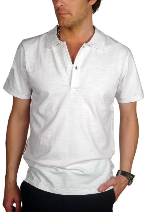 Men's ROYALTY by RAW-7 - "GRIFFIN" Polo with Silver Foil Accents in White