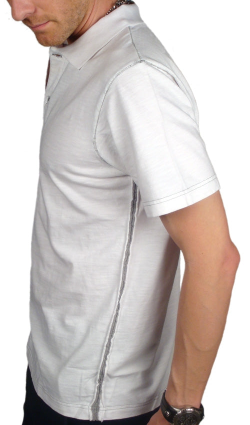 Men's ROYALTY by RAW-7 - "GRIFFIN" Polo with Silver Foil Accents in White