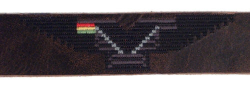 HARTEAU - "WING" Stitched Leather Belt in Vintage Black