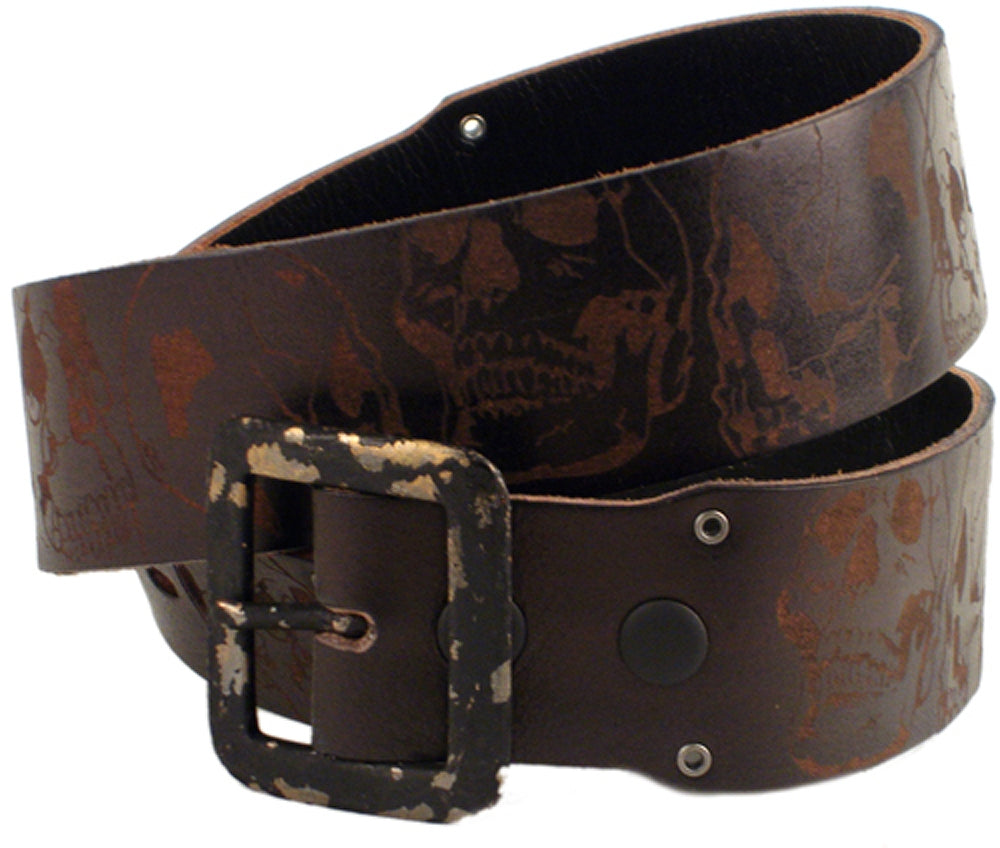 HARTEAU - &quot;SKULL&quot; Laser Etched Belt in Black