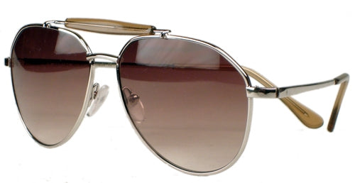 Beryll - &quot;WAYNE&quot; Sunglasses in Silver Metal Frames with Brown Lenses