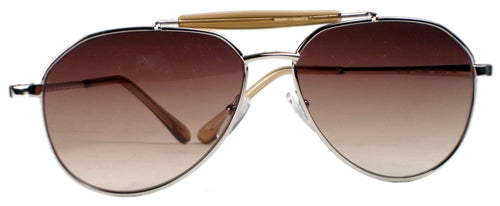 Beryll - "WAYNE" Sunglasses in Silver Metal Frames with Brown Lenses