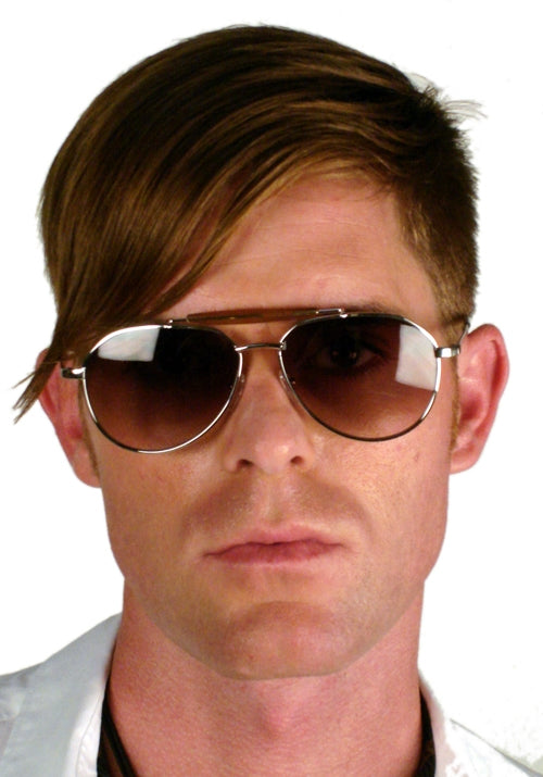 Beryll - &quot;WAYNE&quot; Sunglasses in Silver Metal Frames with Brown Lenses