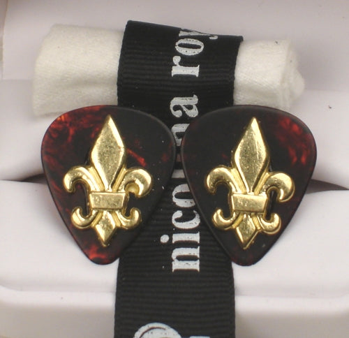 Nicolina Royale - &quot;FLEUR DE LIS&quot; Tortoise Shell Cuff Links