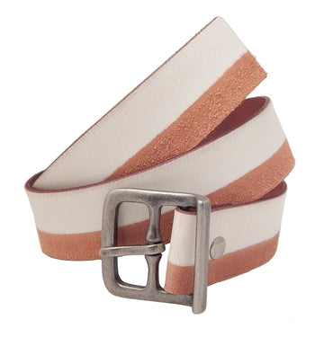 BILL ADLER - "SEDONA" Natural and White Striped Belt