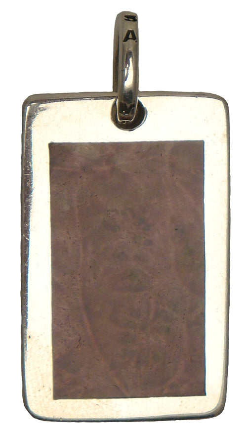 MARCOS - "MEDIUM DOG TAG" in Sterling Silver with Inlaid Bloodwood