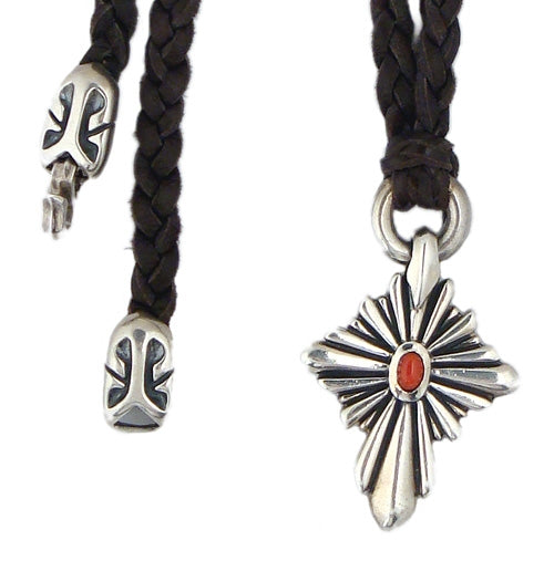 NAGUAL - "NAGUAL CROSS" Necklace with Coral Accent