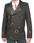 Men's John Richmond - "GIACOMO" Biker Jacket with Leather Trim