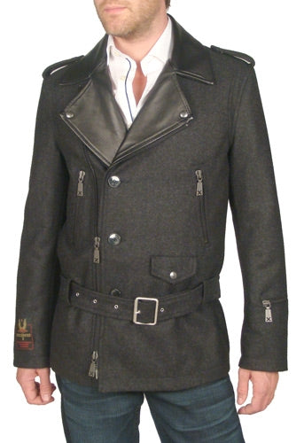 Men's John Richmond - "GIACOMO" Biker Jacket with Leather Trim