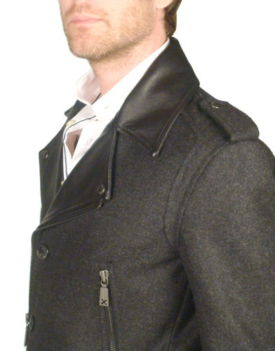 Men&#39;s John Richmond - &quot;GIACOMO&quot; Biker Jacket with Leather Trim