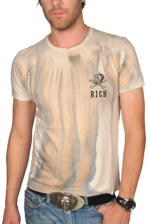 Men's John Richmond - "SANTO" Hand Dyed Embroidered T-Shirt