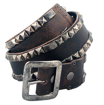 HARTEAU - "FULTON" Nickel Studded Black Belt