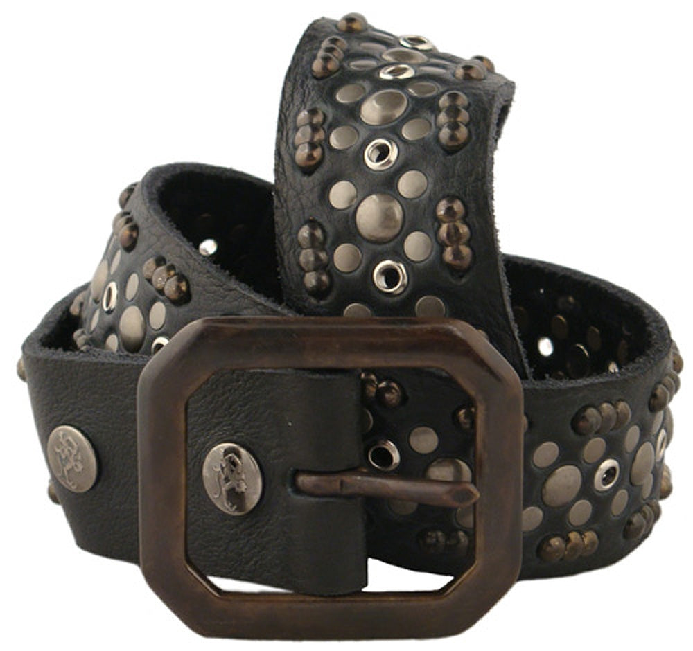 Red Monkey Design - &quot;LOVE GUN&quot; Studded Belt in Black Buffalo