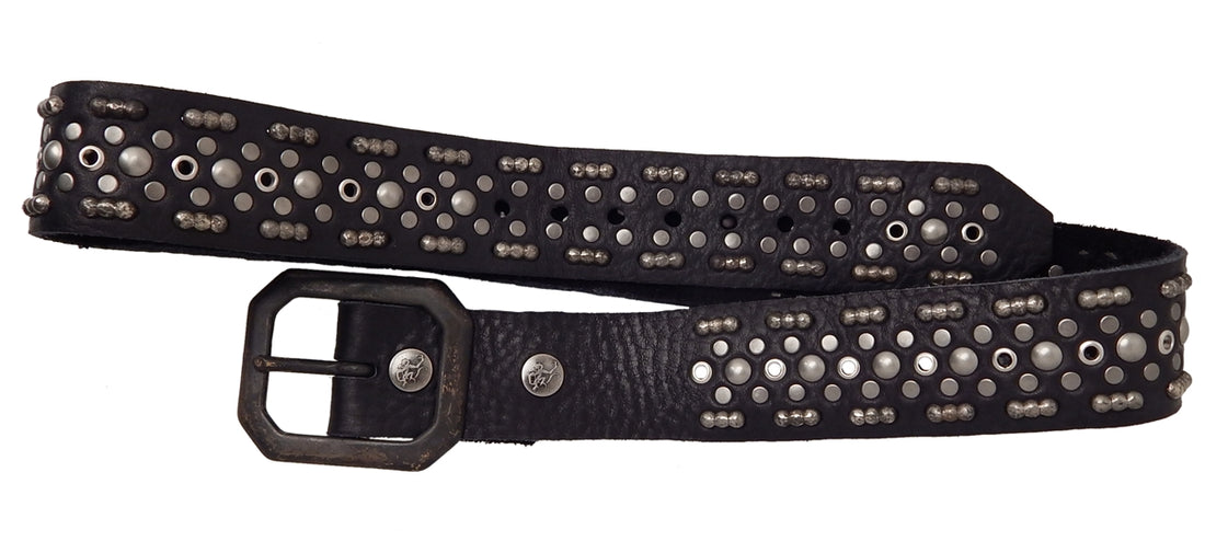 Red Monkey Design - "LOVE GUN" Studded Belt in Black Buffalo