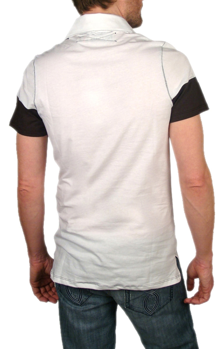 Men's Literature Noir - "THE STRIPED POLO" in White and Black Micro Modal Cotton
