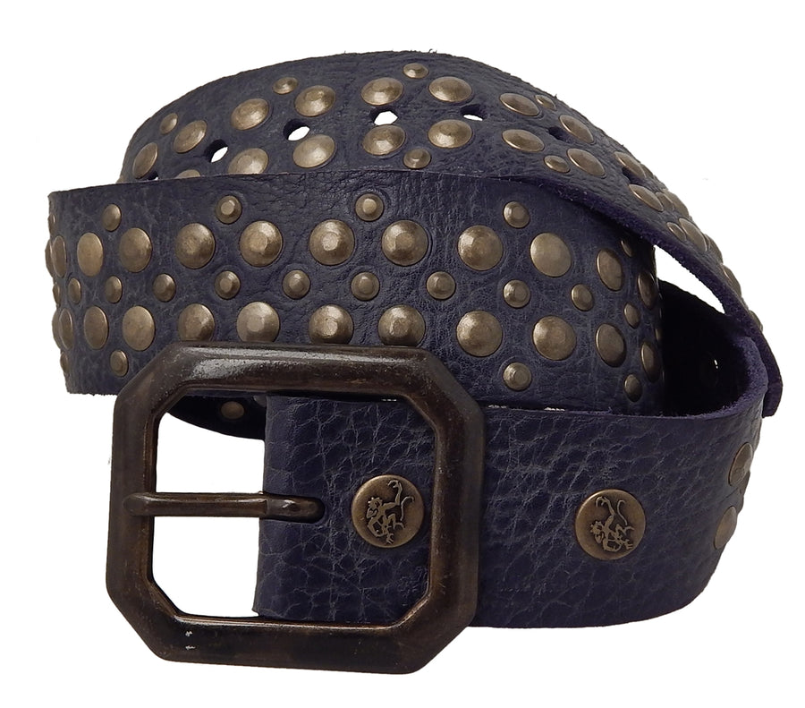 Red Monkey Design - "MATADOR" Studded Belt in Cobalt Blue