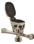 MARCOS - "SKULL PILLBOX/ASHTRAY" in Sterling Silver with Ebony Wood Inlay"