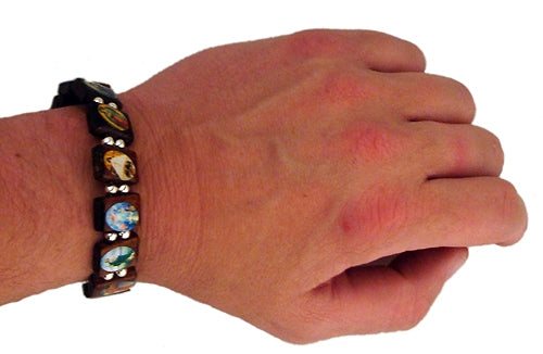 JEWELRY by CAIN - "SAINT" Wood and Silver Bead Bracelet