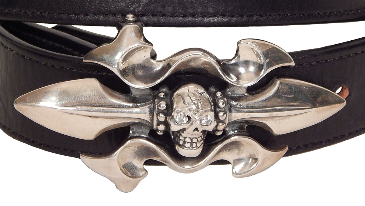 DOUBLE CROSS by Travis Walker - &quot;TRIDENT SKULL&quot; Custom Buckle in Sterling Silver