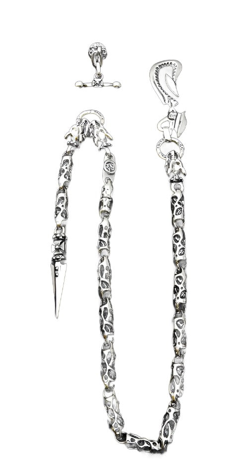 DOUBLE CROSS by Travis Walker - "HOOK AND GARGOYLES" in Sterling Silver with Dagger Wallet Chain
