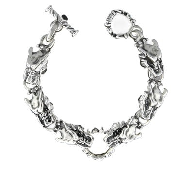 DOUBLE CROSS by Travis Walker - &quot;GARGOYLE FACE-TO-FACE&quot; Custom Sterling Silver Bracelet