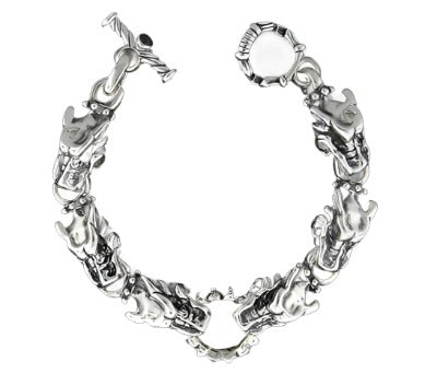 DOUBLE CROSS by Travis Walker - "GARGOYLE FACE-TO-FACE" Custom Sterling Silver Bracelet