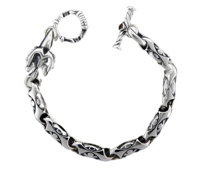 DOUBLE CROSS by Travis Walker  - "GRIFFIN ROLLER CROSS" Sterling Silver Bracelet with Toggle