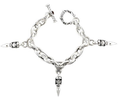 DOUBLE CROSS by Travis Walker - &quot;BULLET CHARM&quot;  Bracelet in Smooth Silver