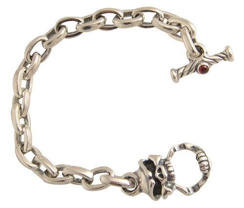 DOUBLE CROSS by Travis Walker - &quot;SKULL TOGGLE&quot; Soft Oval Link Bracelet