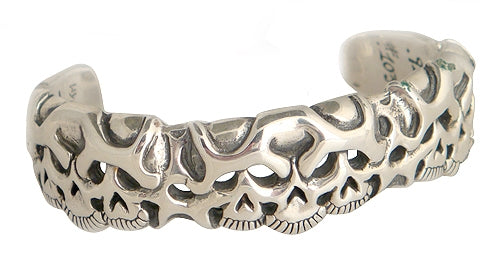 Double Cross by Travis Walker – Chomp Skull Heavy Sterling Silver Cuff