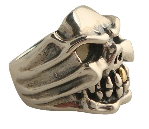 DOUBLE CROSS by Travis Walker - &quot;SPEED SKULL&quot; Ring with 18K TEETH