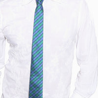 ARCHER ADAMS - "TARTAN" Dupion Silk Blunt Tie in Purple and Green