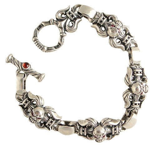 DOUBLE CROSS by Travis Walker - &quot;GRAND CHOMPS&quot; in FDL Link Bracelet with Garnet Accents