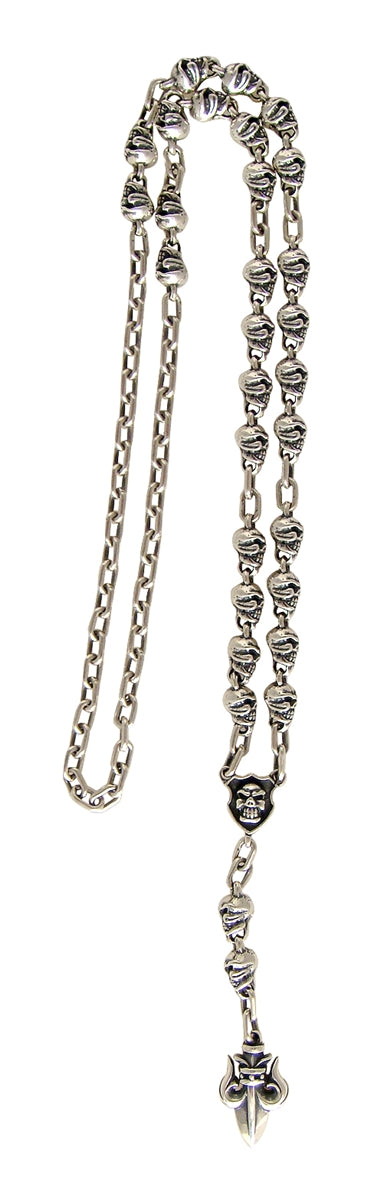DOUBLE CROSS by Travis Walker - "SKULL LINK FDL ROSARY" In Heavy Link Sterling Silver