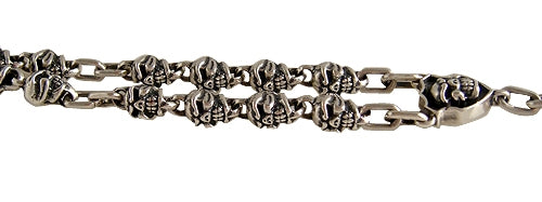DOUBLE CROSS by Travis Walker - "SKULL LINK FDL ROSARY" In Heavy Link Sterling Silver