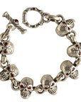 DOUBLE CROSS by Travis Walker - "SIDE BY SIDE SKULL" Bracelet with Garnet Eyes