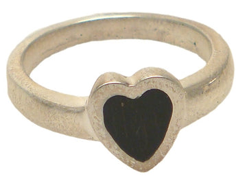 MARCOS - "TINY HEART RING" in Silver with EBONY Wood Inlay