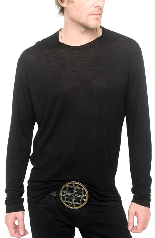 Men's Marcelo Pequeno - "RAFAEL" Long Sleeved Raglan Shirt in Black