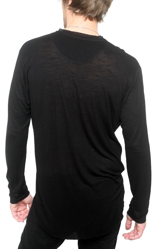 Men's Marcelo Pequeno - "RAFAEL" Long Sleeved Raglan Shirt in Black