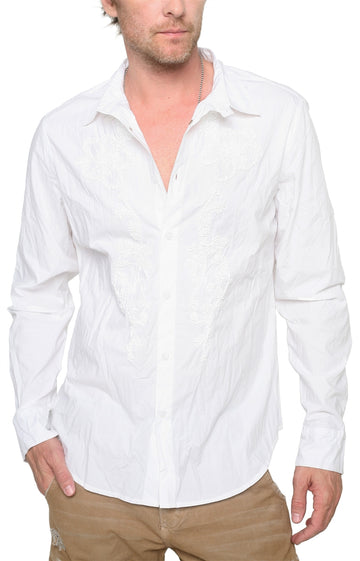 Men's RA-RE - "CARACAS" Embroidered Shirt in Optic White
