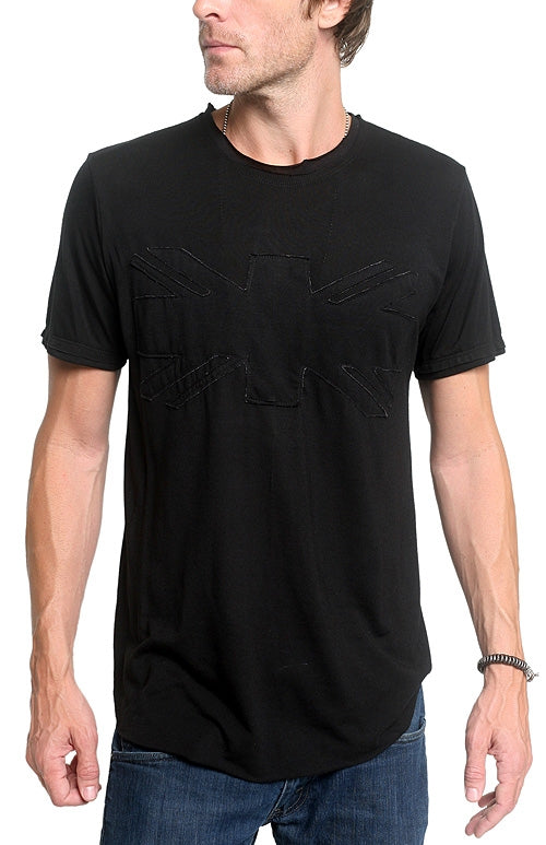 Men's Marcelo Pequeno - "UNION JACK" Short Sleeved Shirt in Black