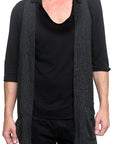 Men's MARCELO PEQUENO - "PATRIZO" Vest in Italian Charcoal Wool and Black Lamb Leather Accent