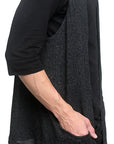 Men's MARCELO PEQUENO - "PATRIZO" Vest in Italian Charcoal Wool and Black Lamb Leather Accent