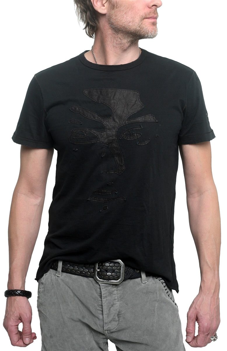 Men&#39;s RA-RE - &quot;BELFAGOR&quot; T-Shirt with Black Leather Accents