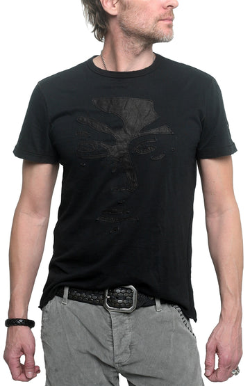 Men's RA-RE - "BELFAGOR" T-Shirt with Black Leather Accents