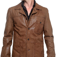 Men's RA-RE - "DAVIDE" Brown Lamb Leather Jacket